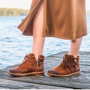 Born Women's Tarkiln Glazed Ginger Brown Suede Ankle Boots Side Zip Size 8.5